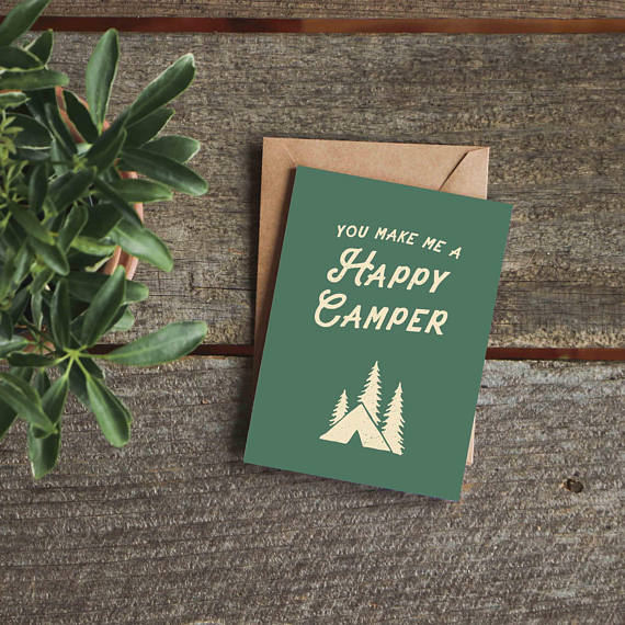 Funny Birthday Card, Camping Sign, Funny Anniversary Card, Card for Him, Boyfriend Card, Card for Her, Happy Camper Card, Adventure Awaits