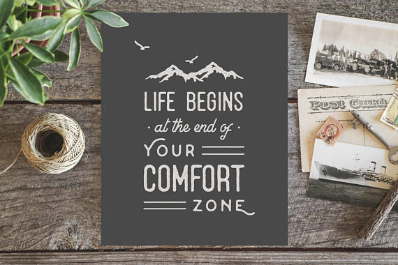 New Job Gift, Entrepreneur Gift, Graduation Gift, Mountain Decor, End of Your Comfort Zone, Motivational Quote Print, Hipster Wall Art