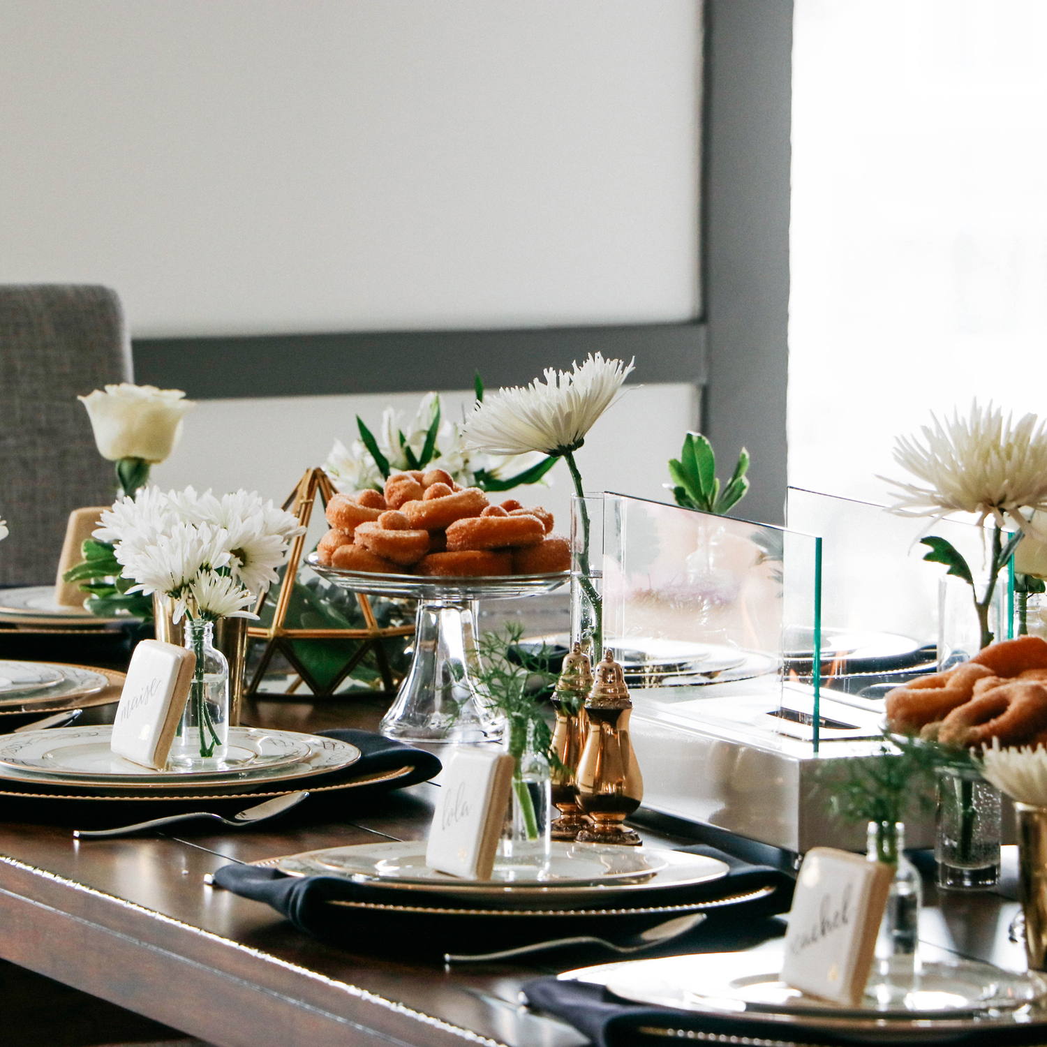 Sprint Tablescape | Brunch Party | Bridal Shower | Tabletop Fireplace | Gold Accents | theanastasiaco.com