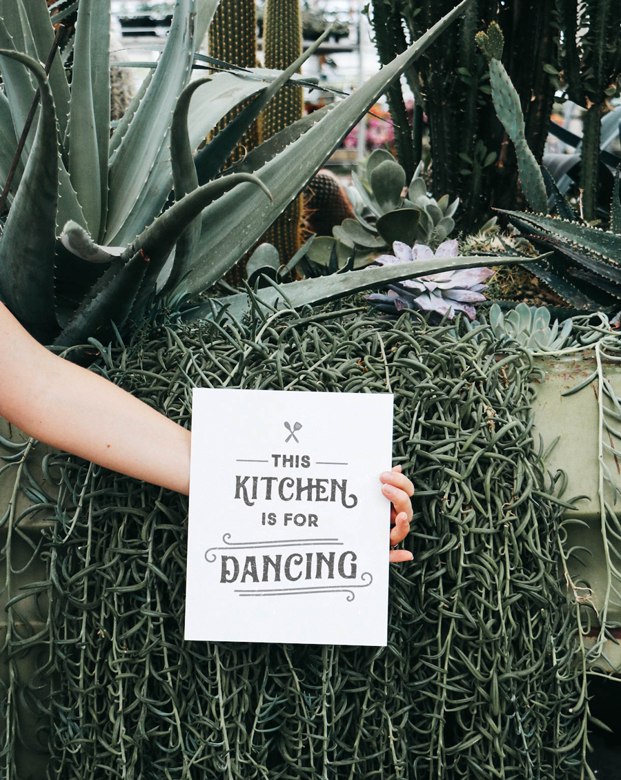 Kitchen Decorating Ideas: Let all who enter know what your kitchen is really for with a This Kitchen is for Dancing art print from the shop. This wall decor would make an excellent addition to your gallery wall, too ;)