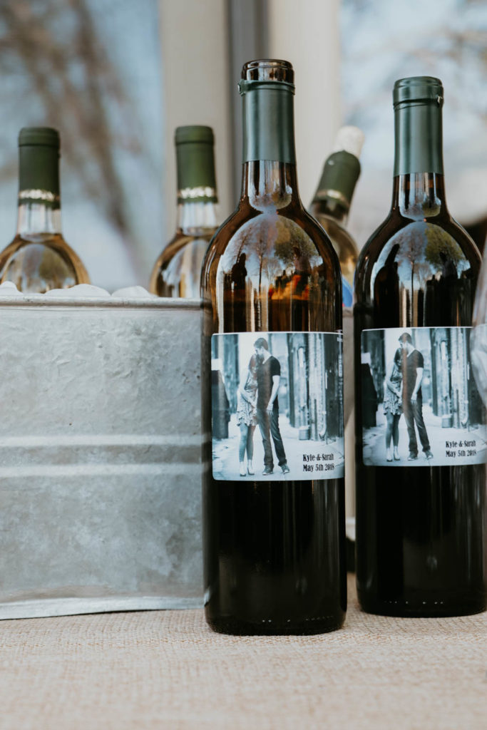 Rehearsal Dinner Idea: Personalized party favors. Send families home with a little something to enjoy that also speaks to the bride and groom. Personalized bottles of wine with photos of the couple was a nod location of the ceremony (a local winery) and represented their love for wine, of course! / theanastasiaco.com