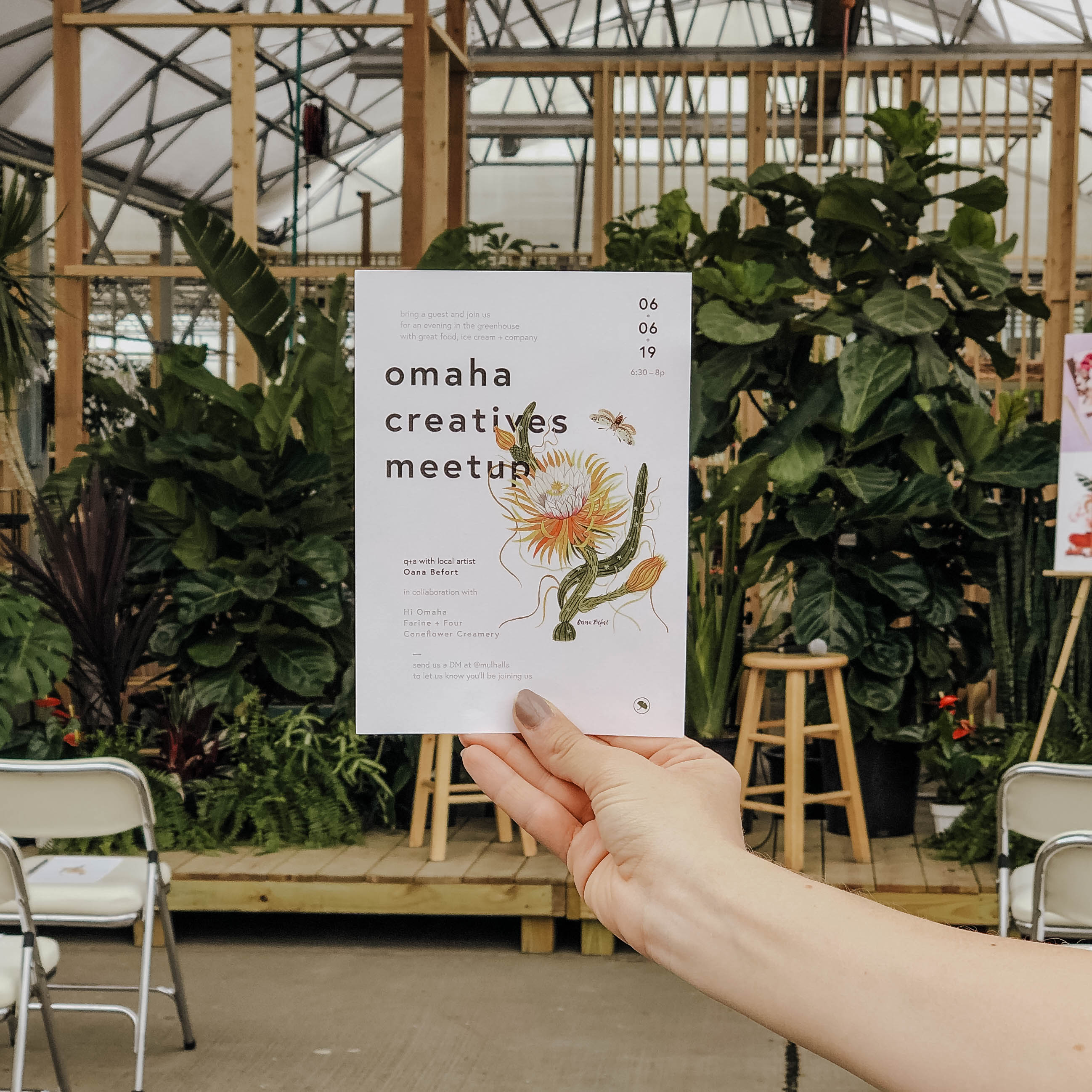 Mulhall's Plant Nursery Omaha Creatives Meetup Sign